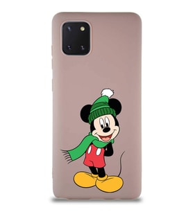 Samsung Galaxy Note 10 Lite Soft Premier Kapak Mickey Mouse-G Tasarımlı Silikon Kılıf - Pudra (Şeffaf)