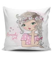 Alkanhomes Fashion Girl Dijital Baskılı Kırlent Kılıfı