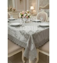 Kadife Tek Masa Örtüsü 160x220cm - Dantelli Yemek Masası Örtüsü 160x220cm Tek Masa