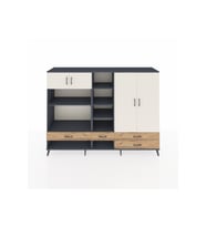 Hyperion Dolap 12 Raflı 4 Çekmeceli 4 Kapaklı 220x44x163 Antrasit-Aytaşı/Çam