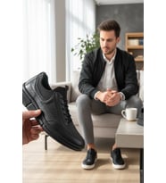 Enoch Hakiki Deri Topuk Destekli Erkek Sneaker Ayakkabı Ortopedik Taban