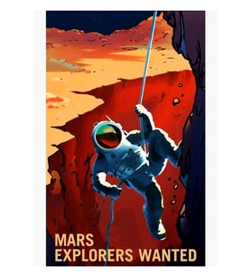 Mars Gezginleri Mars'a Yolculuk Istiyor Nasa Işe Alım Propagandası Tablo Ahşap Poster Dekoratif