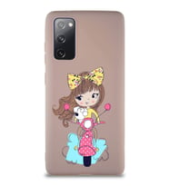 Samsung Galaxy S20 FE Soft Premier Kapak Vespagirl Tasarımlı Silikon Kılıf - Pudra (Şeffaf)