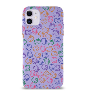 Apple iPhone 11 Uyumlu Lansman Kılıf Hello Kitty Tasarımlı İçi Kadife Kapak-Lila (Şeffaf)