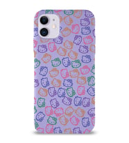 Apple iPhone 11 Uyumlu Lansman Kılıf Hello Kitty Tasarımlı İçi Kadife Kapak-Lila (Şeffaf)