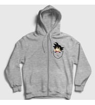 Presmono Unisex Gri Pocket Goku Anime Dragon Ball Fermuarlı Kapüşonlu Sweatshirt 236921tt