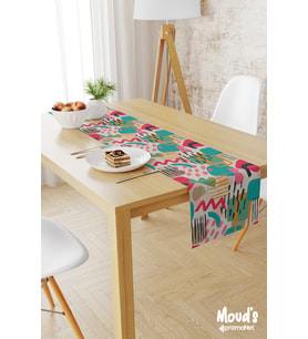 Artboard 1 Desenli Baskılı Süet Runner Masa Örtüsü