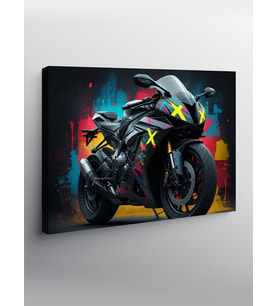 Kanvas Tablo Neon Işıklı Motosiklet