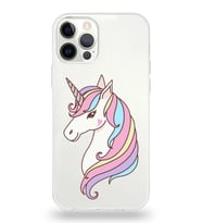 Apple iPhone 12 Pro Max Uyumlu Kapak Unicorn Tasarımlı Şeffaf Silikon Kılıf