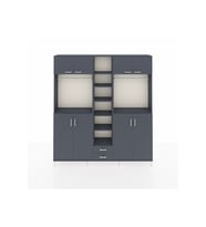Arges Dolap 14 Raflı 2 Çekmeceli 2 Askılı 220x30x243 Antrasit-Antrasit/Antrasit