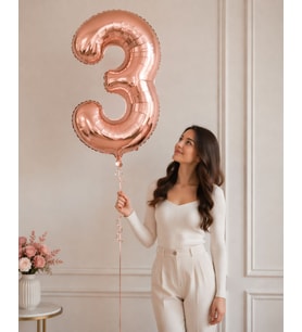 100 cm Rose Gold 3 Rakamlı Helyumlu Folyo Balon