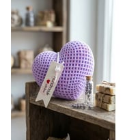 Mumelia Candles Dokulu Kalp - Doğal Soya Blok Dekoratif Mum - Mor