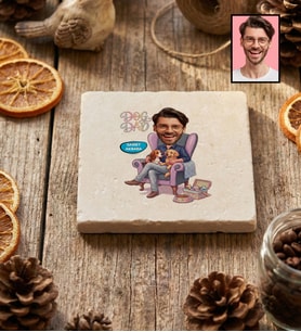 Kişiye Özel Karikatürlü Dog Dad Köpek Babası Bardak Altlığı Babalar Günü Hediyesi