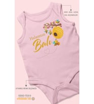 Halasının Balı Baskılı Bebek Zıbını – Çıtçıtlı Body 8 Renk  %100 Pamuk Sıfır Kol (Bebek Pembesi)