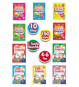 Okul Öncesi İngilizce ve Çizgi Çalışmaları Eğitim Seti 10 Kitap (Çok Renkli)