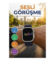 GPS Özellikli Arama Cevaplayan Akıllı Saat Uyku ve Sağlık Takipli Siyah Kordon