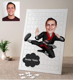 Karikatürlü Kareteci Kişiye Özel Puzzle