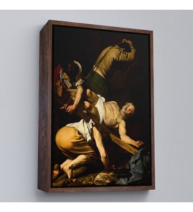Çerçeveli Caravaggio - Aziz Petrus'un Çarmıha Gerilmesi Tablosu - Crucifixion of Saint Peter (Siyah)