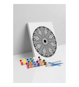 Çiçek Motifli Mandala Tuval Boyama Seti 40x50 cm