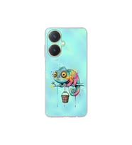 Vivo Y27 ile Uyumlu Splash Bukalemun Tasarımlı Şeffaf Silikon Kılıf
