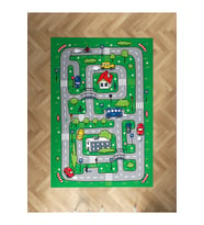 MEKTA HOME BEBEK VE ÇOCUK ODASI Şehir ve Yol Desenli Yeşil Halı