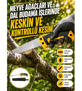 Kılıflı Budama Bahçe Testeresi 270 mm Düz Bıçaklı