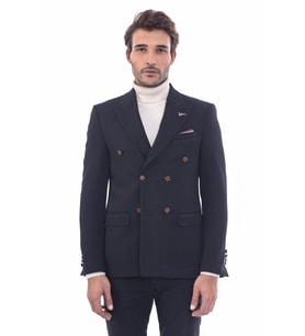 Kruvaze Slim Fit Erkek Siyah Ceket - Wessi