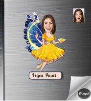 Kişiye Özel Melek  Kadın Ahşap Magnet -2