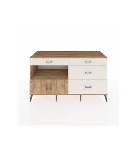 Kronos Konsol Tek Raflı 4 Çekmeceli 2 Kapaklı 176x59x99 Çam-Çam/Aytaşı