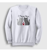 Presmono Unisex Beyaz I Meow You Kedili Sevgili Sweatshirt 458731tt