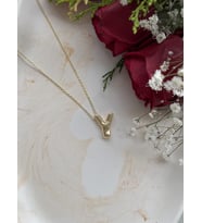Unisex Gold Balon Y Harf Hediye Kolye