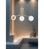 Zenlux Sarkıt 3'li Camlı Avize - Şık Tasarımlı Modern Avize (Gold)