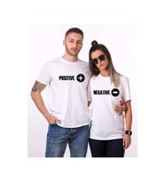 Tshirthane Pozitif Negatif  Sevgili Kombinleri Tshirt Kombini (Beyaz)