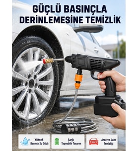 Mey İthalat® Taşınabilir Akülü Araba Yıkama Makinesi 1.7 MPa Basınçlı ve Ergonomik Tasarımlı