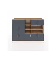 Kronos Dolap 14 Raflı 9 Kapaklı 220x59x163 Çam-Antrasit/Çam