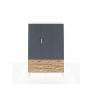 Arges Dolap 5 Raflı 5 Çekmeceli Tek Askılı 132x30x195 Aytaşı-Antrasit/Çam