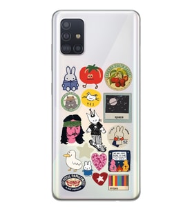 Samsung Galaxy A71 Uyumlu Sticker Tasarımlı Şeffaf Telefon Kılıfı