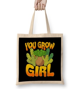 You Grow Girl Gardening Planting Succulents Pun Bez Çanta Uzun Saplı
