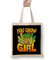 You Grow Girl Gardening Planting Succulents Pun Bez Çanta Uzun Saplı