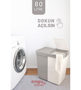 İkili dokunmatik çamaşır ve çöp kutusu seti, pratik kullanım sağlar
