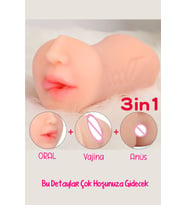 Do it Love - 3 Boyutlu Yüz Mastürbatör - 3 Fonksiyon - Realistik - Gerçek Haz - Ten (STD)