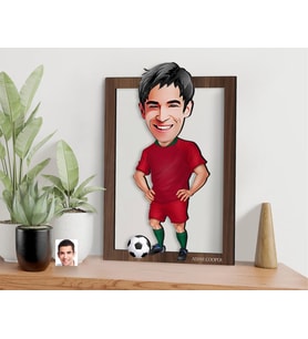 BK Gift Kişiye Özel Erkek Futbolcu Karikatürlü 3D Ahşap Tablo-12, Sevgiliye Hediye, Arkadaşa Hediye, Doğum Günü Hediyesi