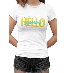 Hello Summer Sun Beyaz Kadın Tshirt