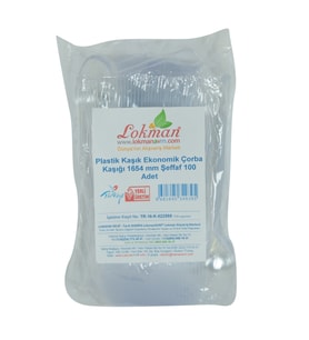 LokmanAVM Plastik Kaşık Ekonomik Çorba Kaşığı 1654 mm Şeffaf 100 Adet 1 Paket