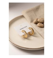 Mey İthalat® 316L Çelik Gold Renk Yarım Halka Model Küpe