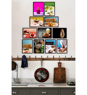 Çerçevesiz Çerçeve Görünümlü 11 Parça Mutfak Gastronomi Temalı Mdf Tablo Seti