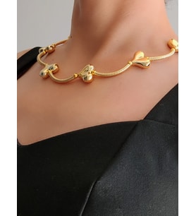 Kalp Model Trend Silver Gümüş  Gold Altın Kaplama Renk Kolye (Gold)