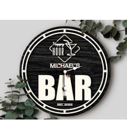 BK Gift Barlara Özel Dekoratif Siyah Ahşap Duvar Saati 35cm-6 , Bar Duvar Saati , Cafe Duvar Saati , Özel Ahşap Saat