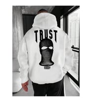 Nevermind Unisex Trust  Baskılı Oversize Baskılı Kapşonlu Sweatshirt 3 Iplik (Beyaz)