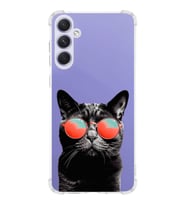 PrintiFy Samsung Galaxy A54 Uyumlu Kedi 3 Baskılı Şeffaf Köşe Korumalı Antişok Kılıf
